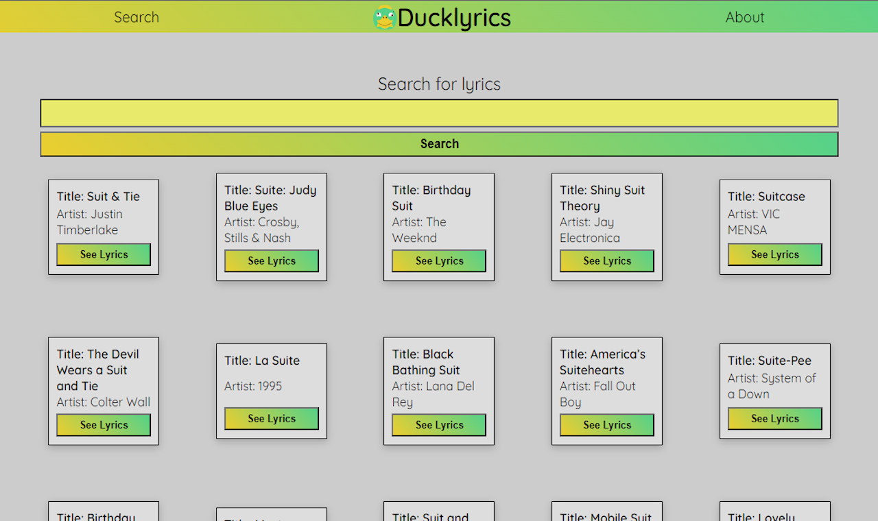 Ducklyrics, one of my sites